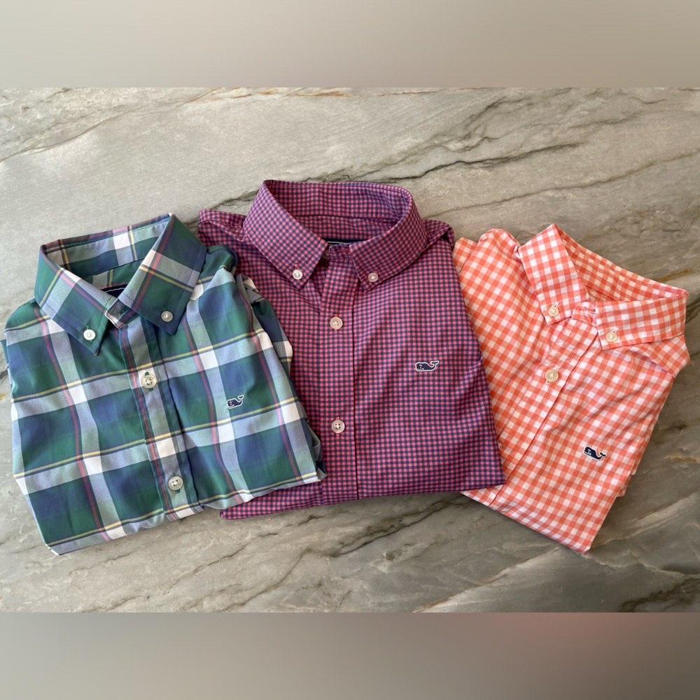 Boys 'Whaley' Vineyard Vines long sleeve shirts. Set of 3. All boys S (8-10yr)
